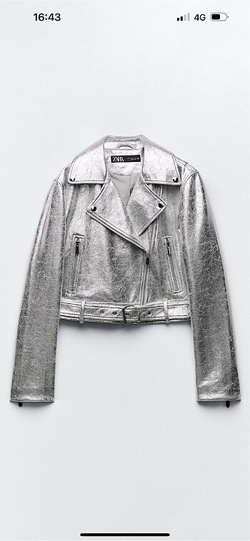 Zara metalik biker deri ceket