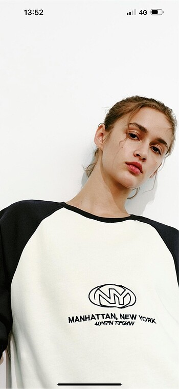 Zara slogan işlemeli sweatshirt - Görsel 8