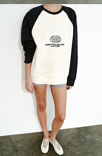 Zara slogan işlemeli sweatshirt - Görsel 3