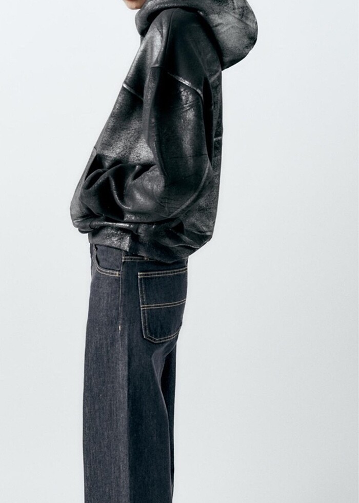 Zara metalik kapüşonlu sweatshirt - Görsel 4