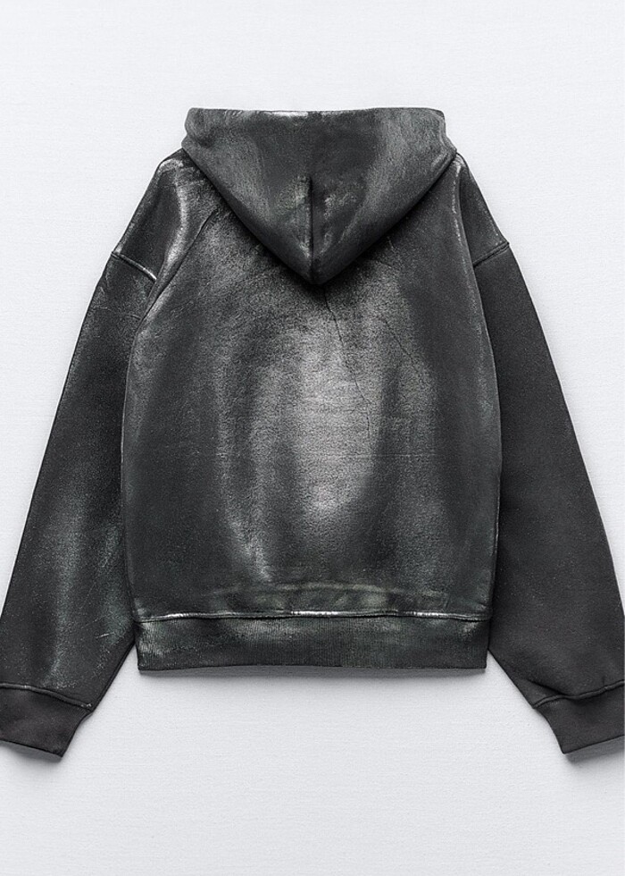 Zara metalik kapüşonlu sweatshirt - Görsel 2