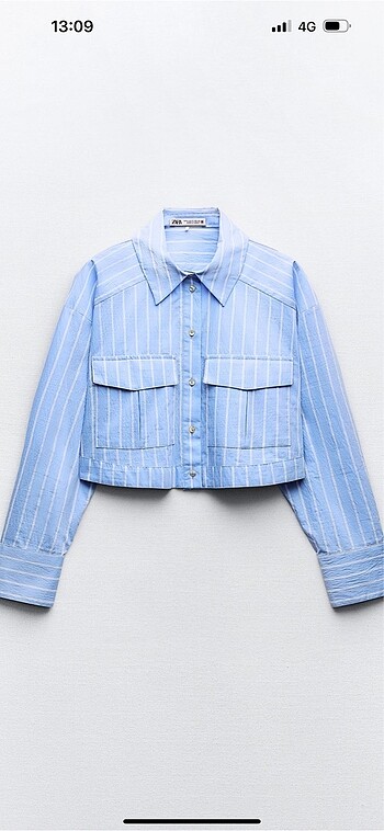 Zara çizgili crop gömlek - Görsel 5