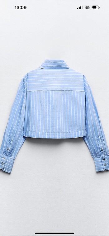 Zara çizgili crop gömlek - Görsel 6