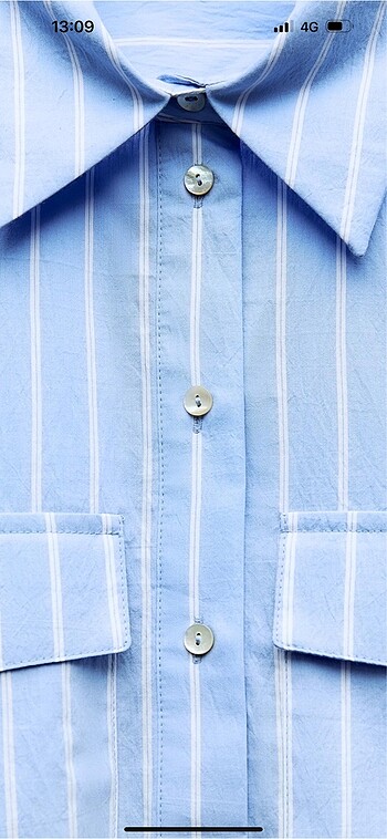 Zara çizgili crop gömlek - Görsel 7