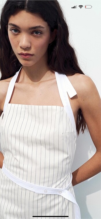 Zara halter yaka gabardin midi elbise - Görsel 3