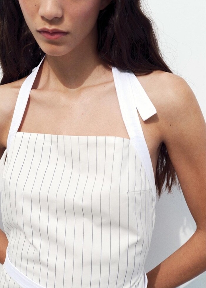 Zara halter yaka gabardin midi elbise - Görsel 3