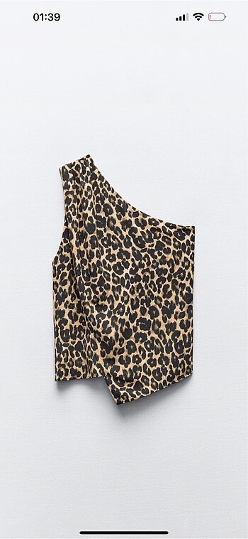 Zara leopar desenli asimetrik bluz - Görsel 5