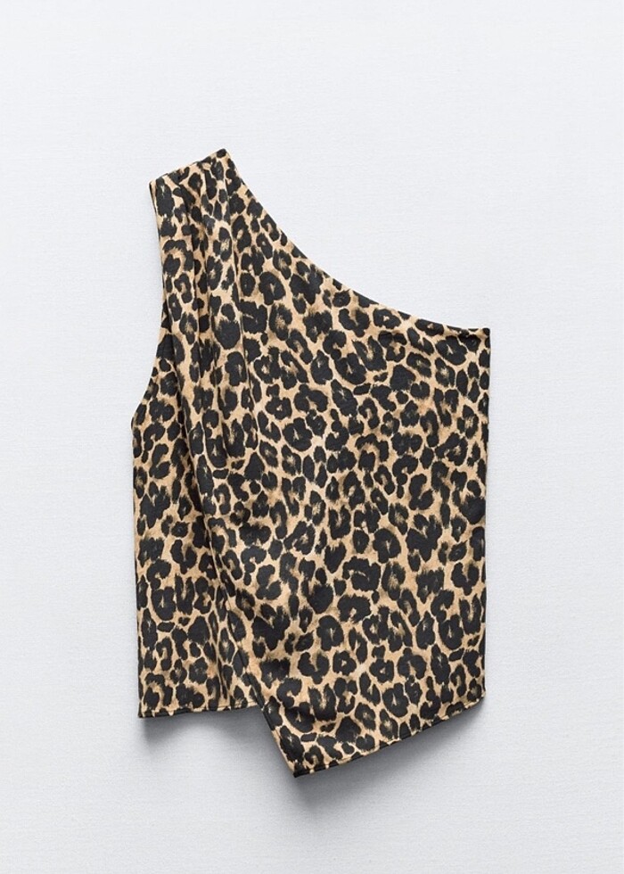 Zara leopar desenli asimetrik bluz - Görsel 5