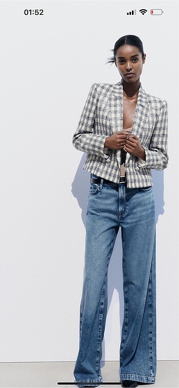 Zara parıltılı iplikli kareli blazer - Görsel 2