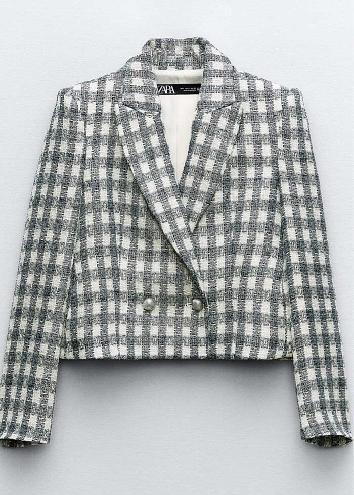 Zara parıltılı iplikli kareli blazer - Görsel 3