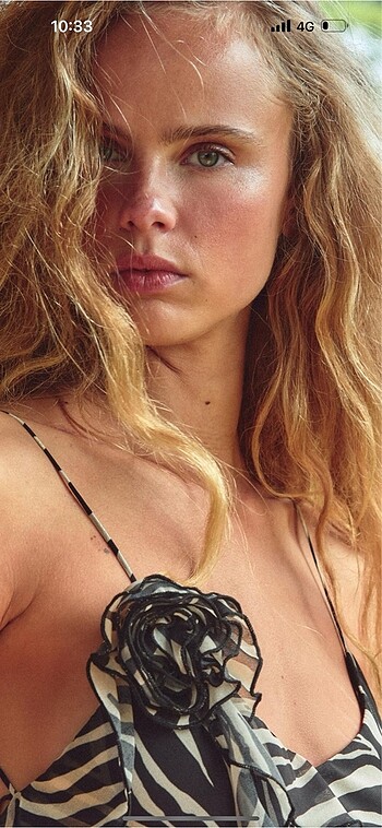 Zara desenli fırfırlı uzun elbise - Görsel 5