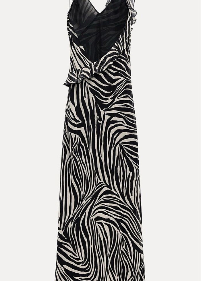 Zara desenli fırfırlı uzun elbise - Görsel 3