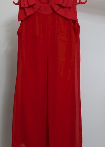 Kırmızı Fırfırlı Midi Elbise - Görsel 5