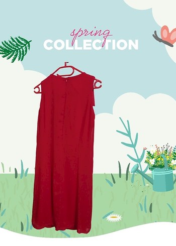 Kırmızı Fırfırlı Midi Elbise - Görsel 2