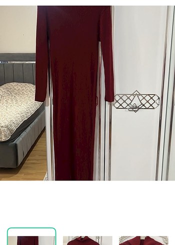 Zara Bordo Fitilli Uzun Elbise