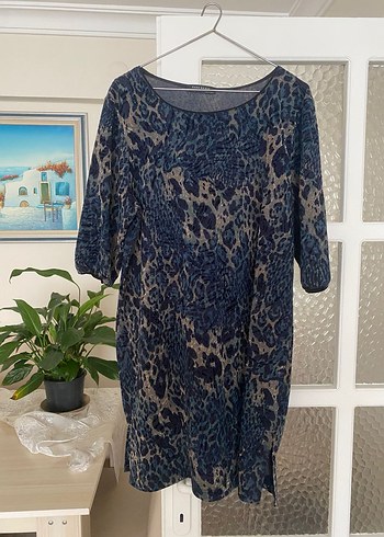 Zara midi boy leopar desenli salaş elbise - Görsel 4