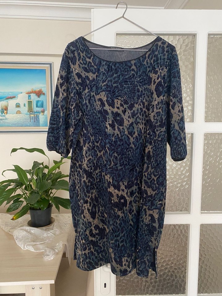 Zara midi boy leopar desenli salaş elbise - Görsel 4
