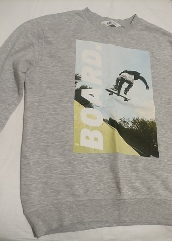 H&M Gri Melanj Bisiklet Yaka Sweatshirt