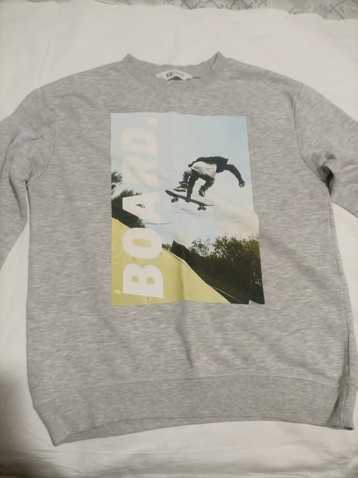 H&M Gri Melanj Bisiklet Yaka Sweatshirt — görsel 3/4