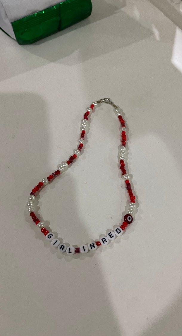 Kırmızı Boncuklu Midi Kadın Kolye - Görsel 4