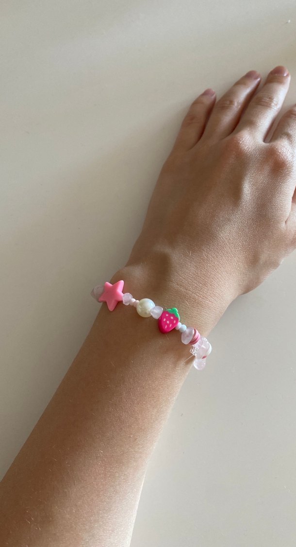 Pembe Boncuklu Bohem Bileklik - Görsel 3