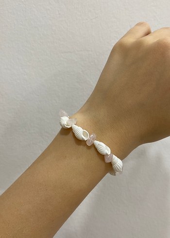 Beyaz Boncuklu Deniz Kabuklu Bileklik - Görsel 3