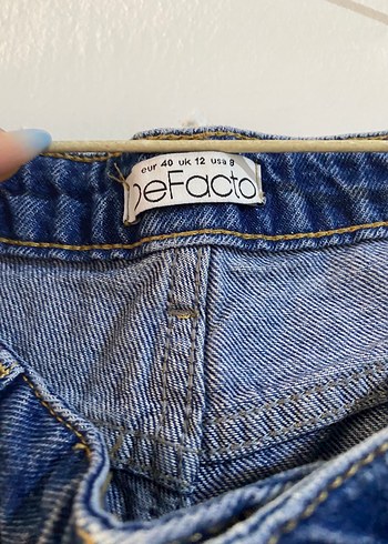 Defacto Kadın Mavi Bol Kesim Kısa Kot Şort