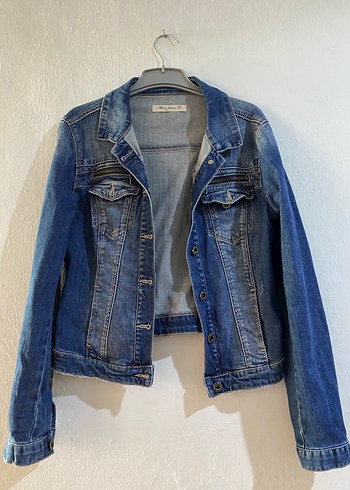 Düğmeli Mavi Denim Kadın Ceket