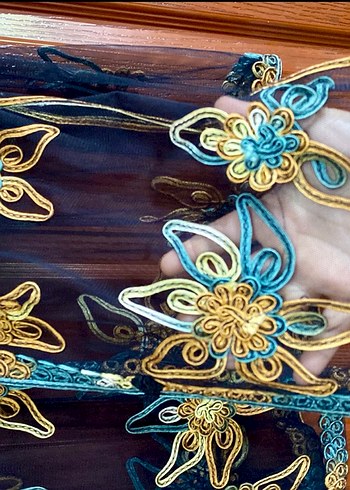 Renkli  İşlemeli  tül ceket - Görsel 2