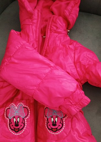 9-12 Ay Beden pembe Renk Kız Çocuk Pembe Fermuarlı Mont