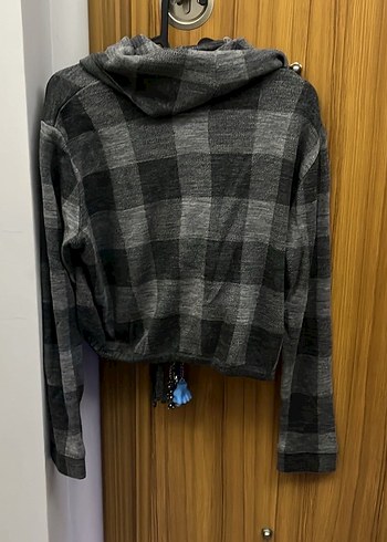 Kadın Gri Boğazlı Triko Salaş Kazak - Görsel 2