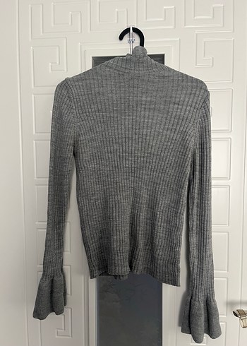 Gri Kadın Boğazlı Triko Kazak - Görsel 2