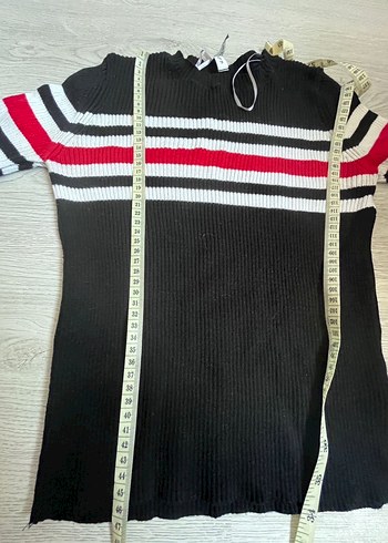 Çizgili Siyah Triko Kadın Kazak - Görsel 3