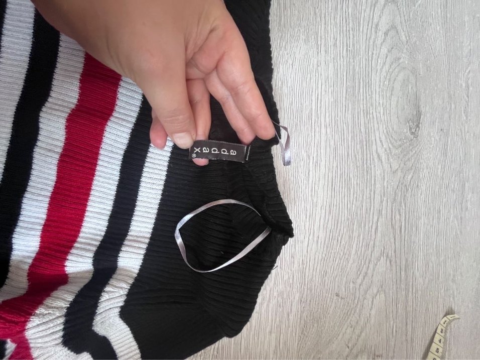 Çizgili Siyah Triko Kadın Kazak - Görsel 2