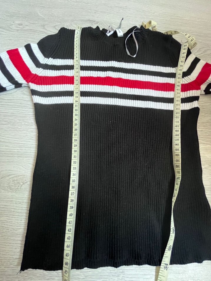 Çizgili Siyah Triko Kadın Kazak - Görsel 3