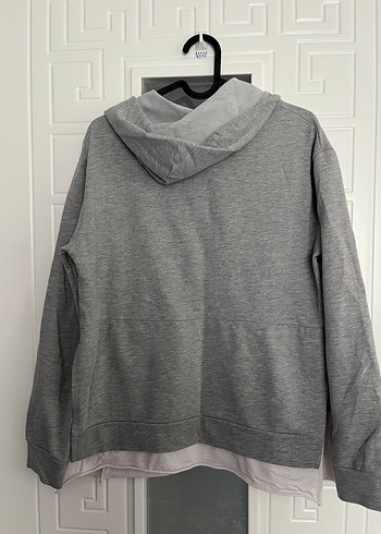 Gri Kadın Kapüşonlu Sweatshirt - Görsel 2