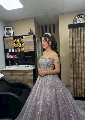 Simli İşlemeli Straplez Uzun Abiye Elbise - Görsel 2