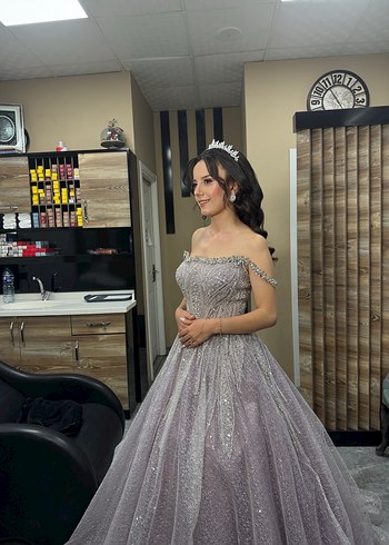 Simli İşlemeli Straplez Uzun Abiye Elbise - Görsel 4