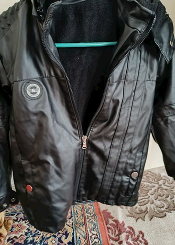 BG Store Siyah Deri Erkek Çocuk Biker Ceket