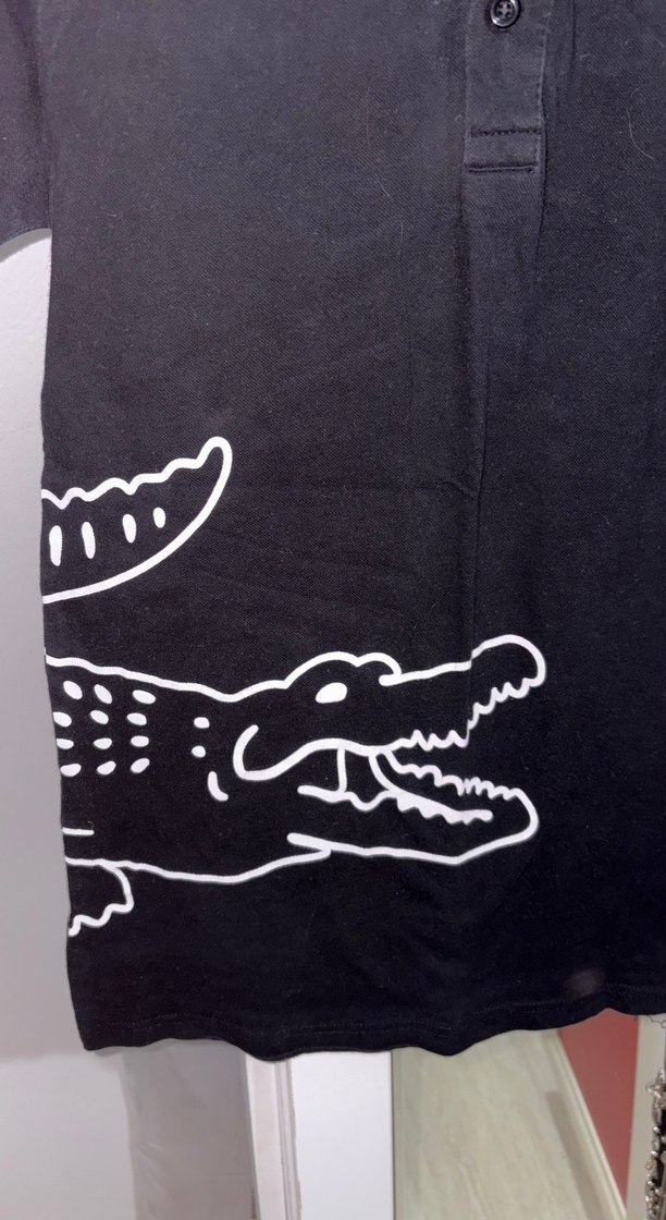 Düğmeli Siyah Baskılı Erkek Polo Tişört - Görsel 2