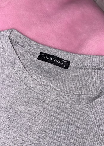 Kız Çocuk Gri Pamuklu Kısa Kollu Tişört - Görsel 3