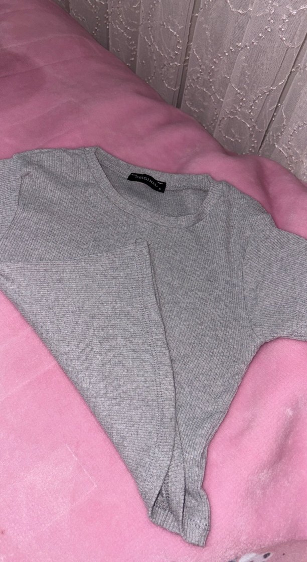 Kız Çocuk Gri Pamuklu Kısa Kollu Tişört - Görsel 2