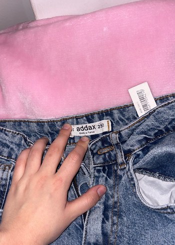 Düğmeli Mavi Kadın Midi Boy Bol Kesim Kot - Görsel 3