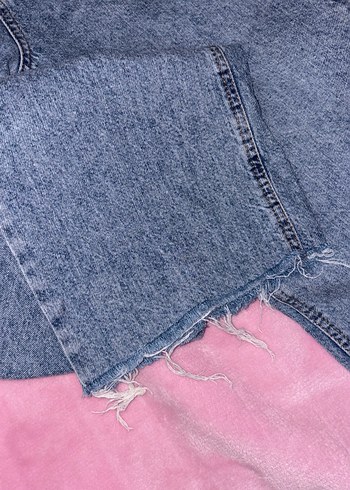 Düğmeli Mavi Kadın Midi Boy Bol Kesim Kot - Görsel 2