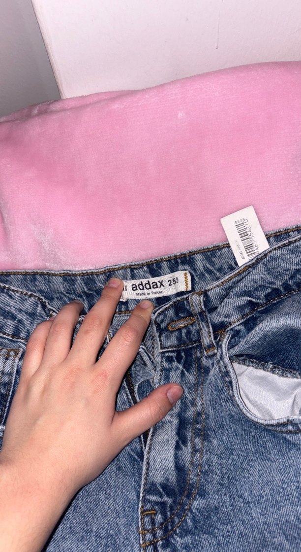 Düğmeli Mavi Kadın Midi Boy Bol Kesim Kot - Görsel 3