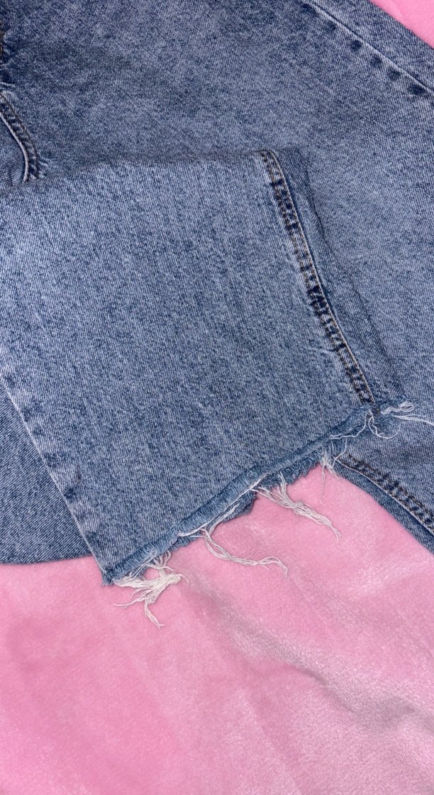 Düğmeli Mavi Kadın Midi Boy Bol Kesim Kot - Görsel 2