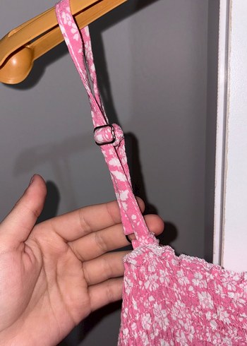 Pembe Straplez Bohem Midi Elbise - Görsel 2