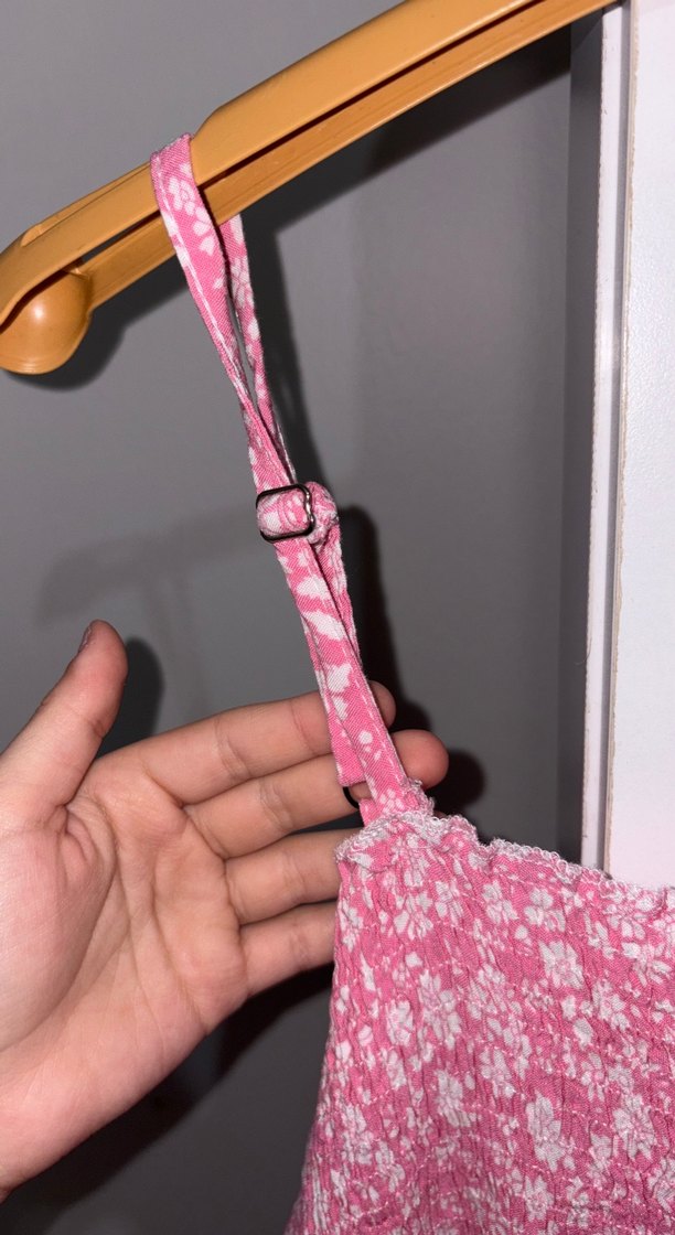 Pembe Straplez Bohem Midi Elbise - Görsel 2