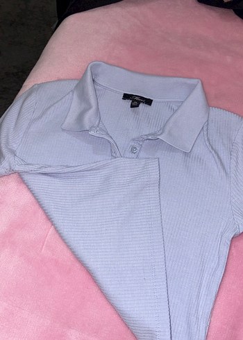 Bebek Mavisi Düğmeli Polo Tişört - Görsel 2