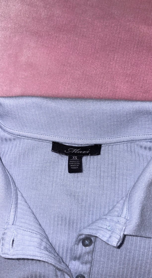 Bebek Mavisi Düğmeli Polo Tişört - Görsel 3